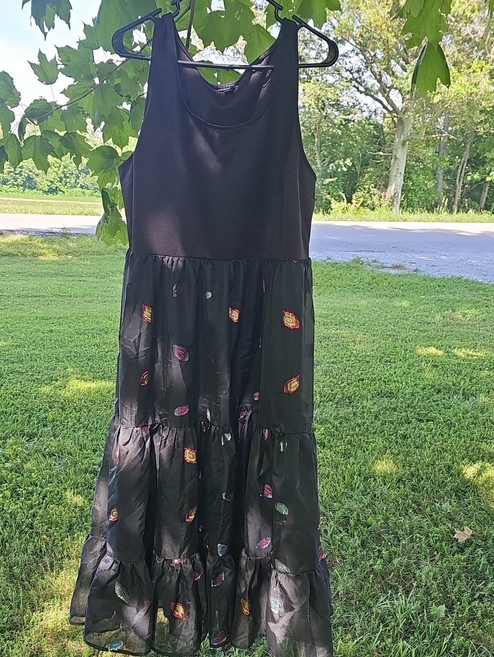 torrid Black Tiered Dress with Colorful Floral Accents